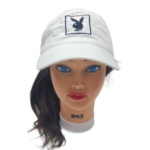 Genuine Playboy Hat‎ Cap White Black Adjustable Adult